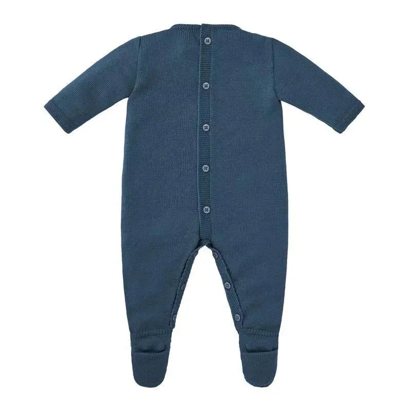 Paz Rodriguez - Baby Boy Knit Newborn Romper Teddy, Lead Blue Image 2