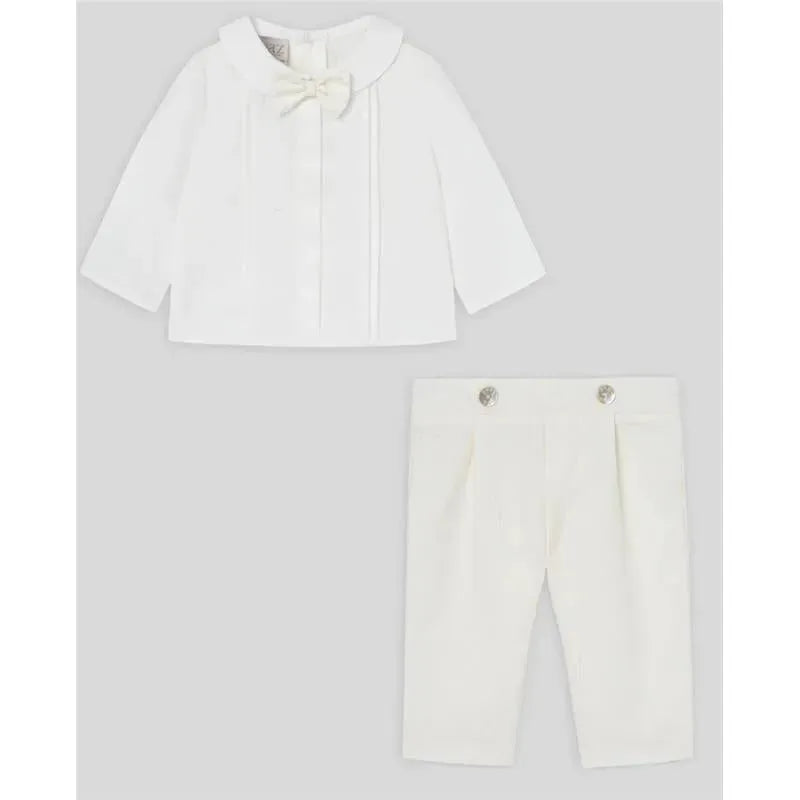 Paz Rodriguez - Baby Boy Pants & Blouse Set, Cream/Beige Image 1