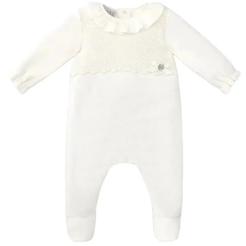 Paz Rodriguez - Baby Girl Knit Newborn Romper Dulzura, Cream Image 1