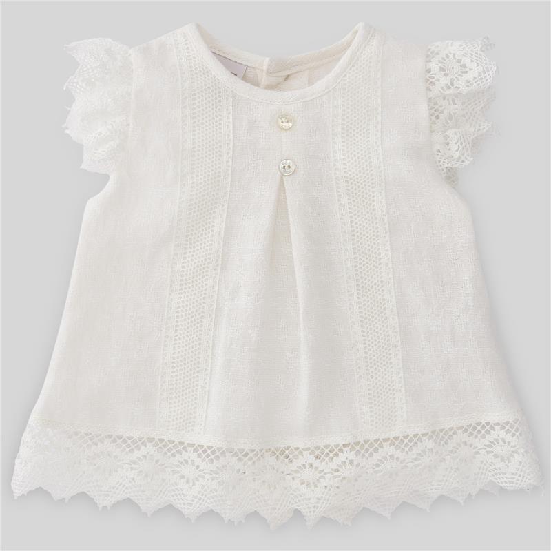 Paz Rodriguez - Baby Girl Woven Short-Dress Luar, Cream Image 1