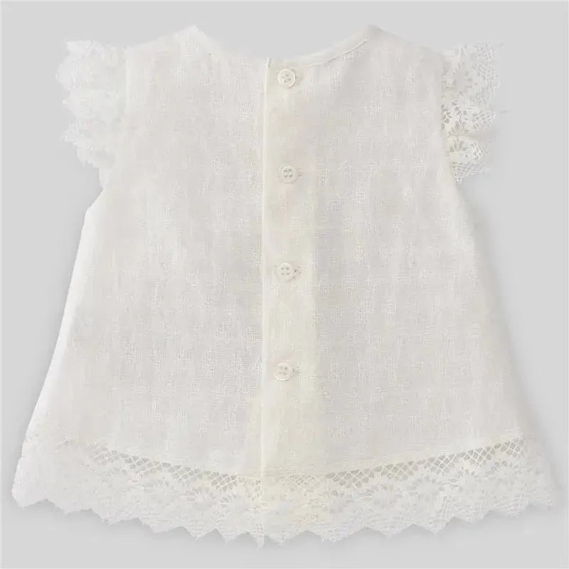 Paz Rodriguez - Baby Girl Woven Short-Dress Luar, Cream Image 2