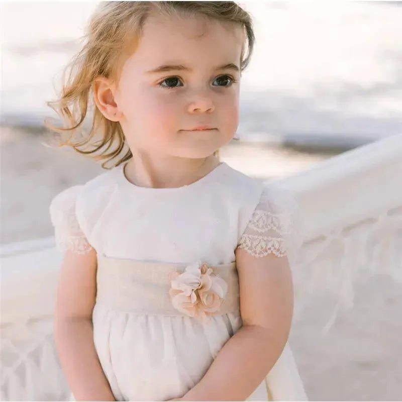 Paz Rodriguez - Baby Girls Ivory Tulle & Cotton Dress Image 2