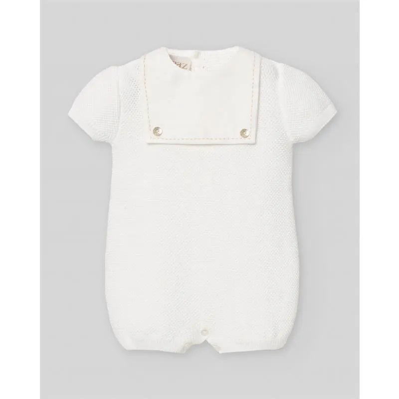 Paz Rodriguez - Baby Knit Newborn Romper Lino, White Image 1