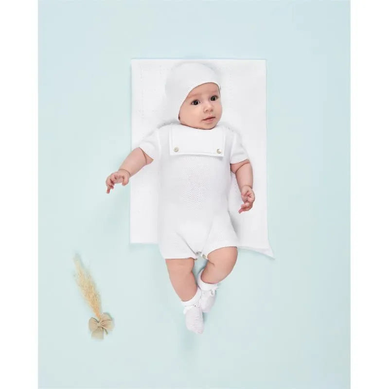 Paz Rodriguez - Baby Knit Newborn Romper Lino, White Image 3