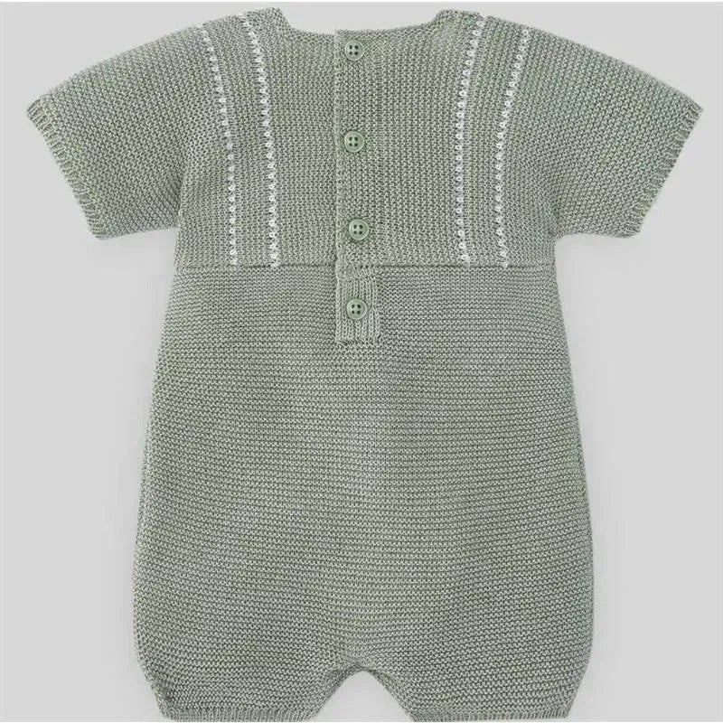 Paz Rodriguez - Baby Knit Romper Aperta, Mint Green/White Image 2