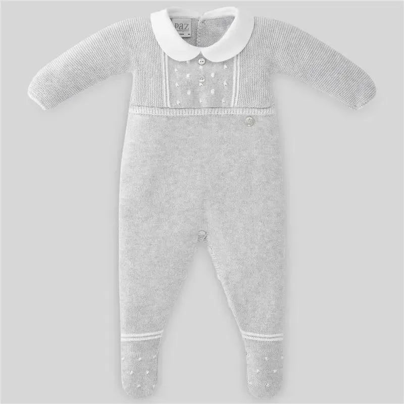 Paz Rodriguez - Baby Unisex Knit Romper Leda, Grey/White Image 1