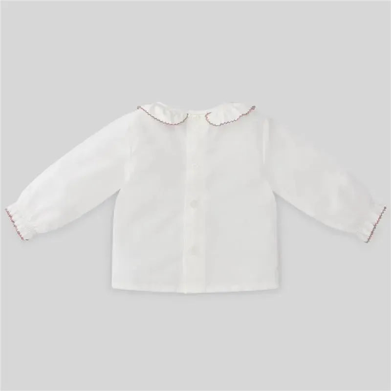 Paz Rodriguez - Baby Unisex Woven Blouse Esencial, White/Chalk Pink Image 2