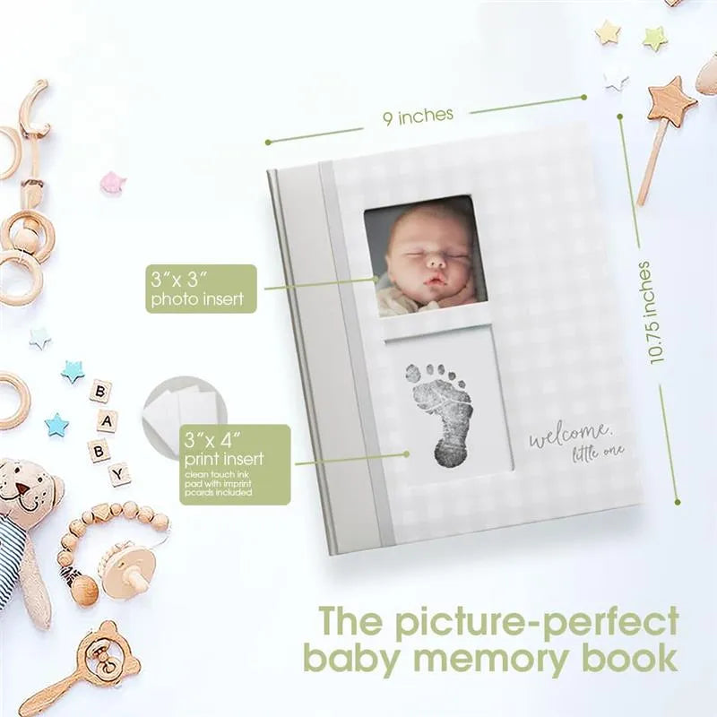 Pearhead - Gingham Baby Memory Book And Clean-Touch Ink Pad, Pink Image 4