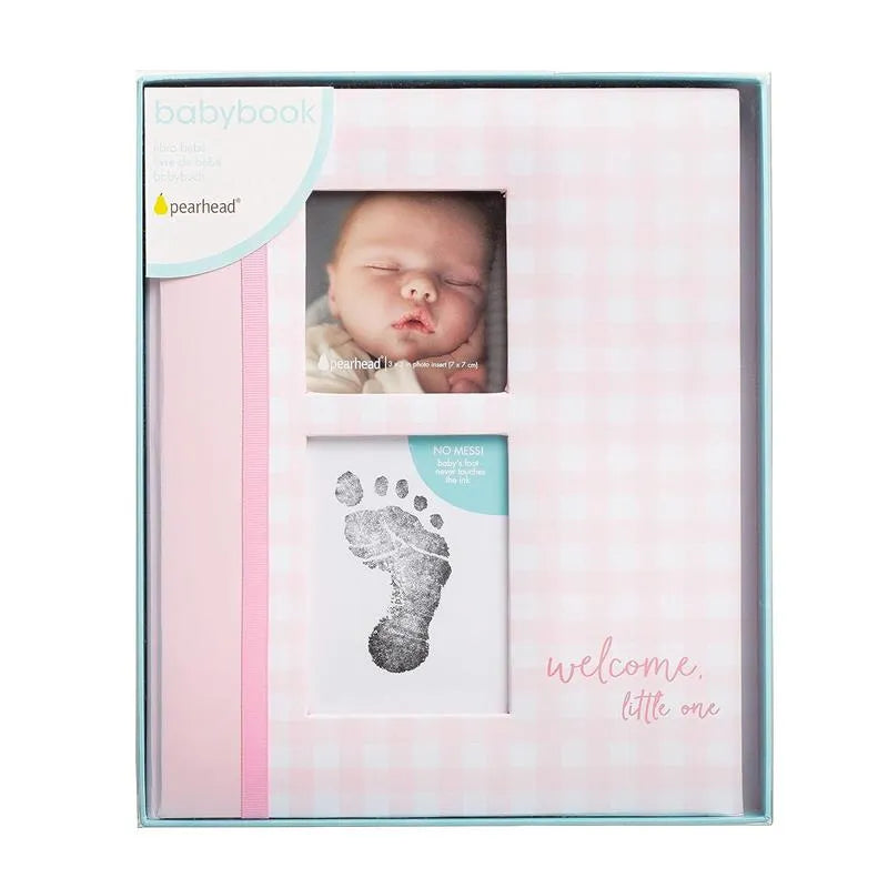 Pearhead - Gingham Baby Memory Book And Clean-Touch Ink Pad, Pink Image 8