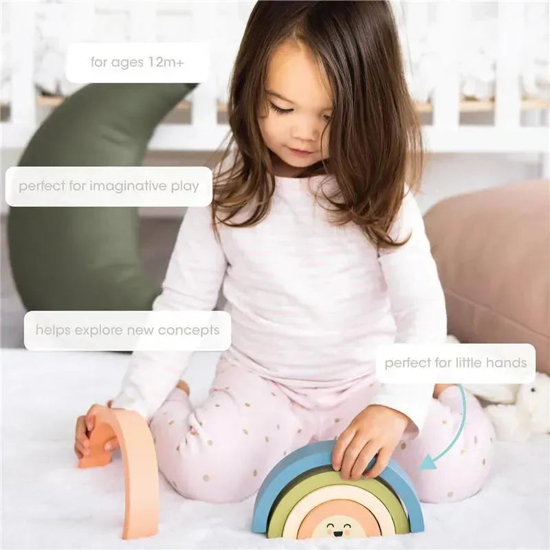 Pearhead - Pearhead Wooden Rainbow Stacking Toy, Baby and Toddler Montessori Toy Ages 1+ Years Image 9