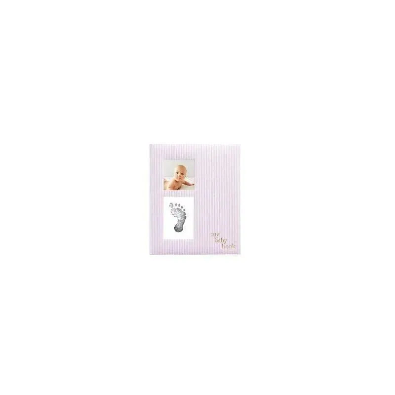 Pearhead - Seersucker Baby Book And Clean Touch Ink Pad, Pink Image 1