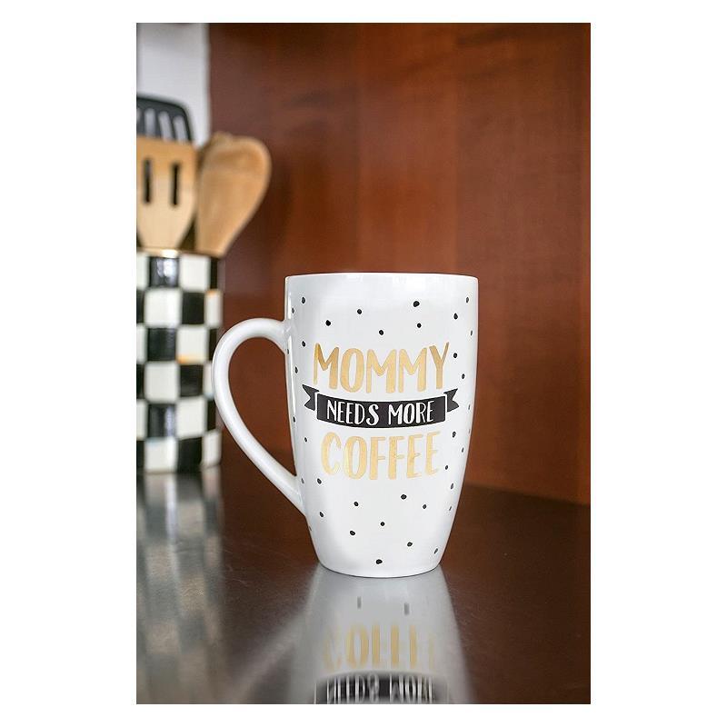 Pearhead White,Black & Gold Mommy Needs Coffee Mug Image 3
