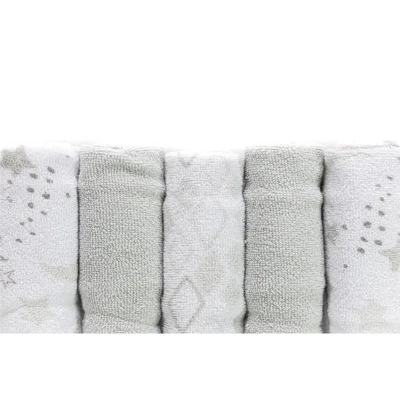 Piccolo Bambino 5pk Terry Baby Washcloth Set,Grey.