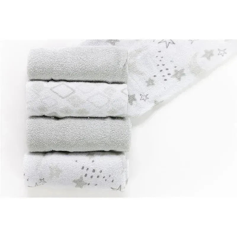 Piccolo Bambino 5pk Terry Baby Washcloth Set,Grey.