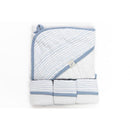 Piccolo Bambino Blue Striped Baby Hooded Towel & 3 Baby Washcloths Set Image 1
