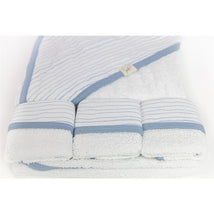 Piccolo Bambino Blue Striped Baby Hooded Towel & 3 Baby Washcloths Set Image 3