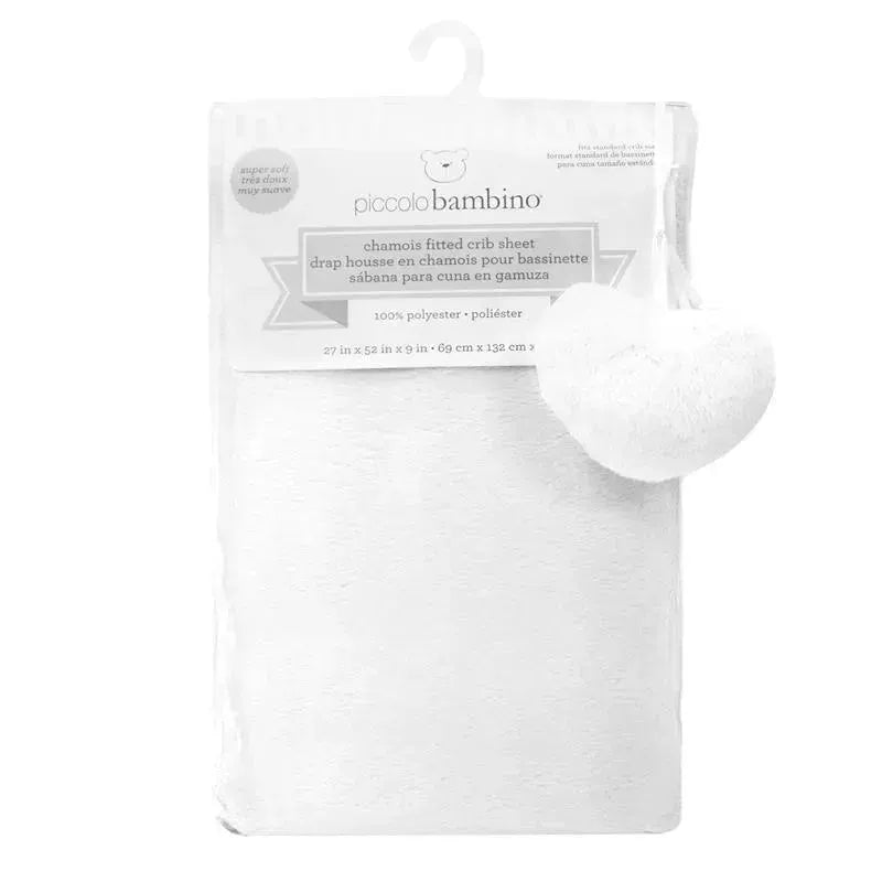 Piccolo Bambino Deluxe Deep Pocket Chamois Crib Sheet In Vinyl - White Image 1