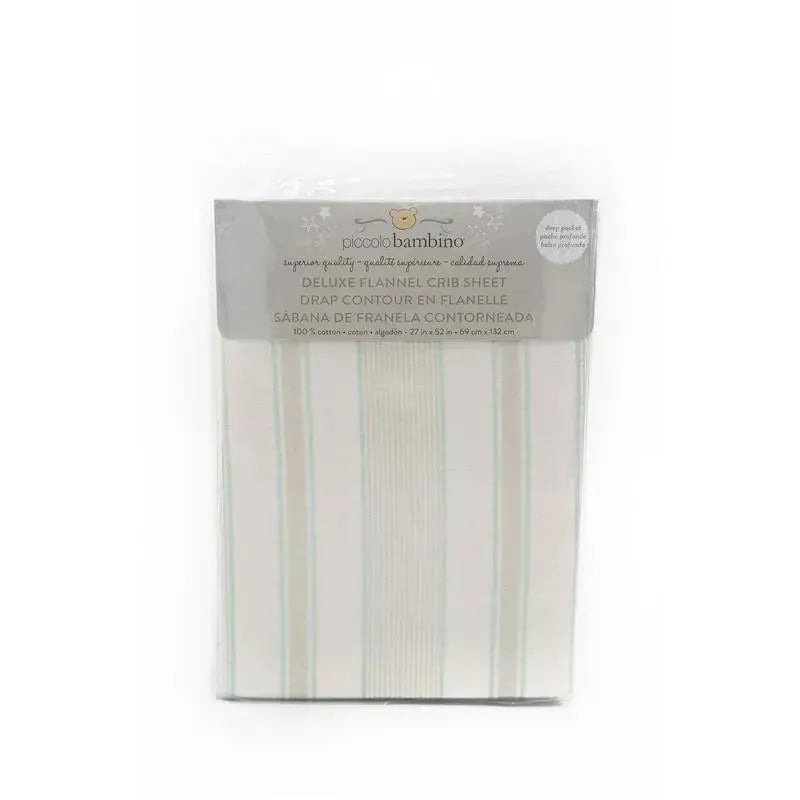 Piccolo Bambino Neutral Striped Baby Crib Sheet Image 1