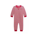 Polo Ralph Lauren - Baby Boys Striped Velour Coverall, Red Image 1