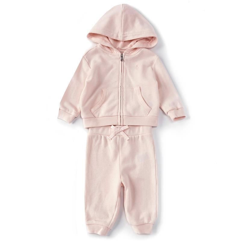 Polo Ralph Lauren Baby - French Terry Hoodie & Pant Set, Delicate Pink Image 1