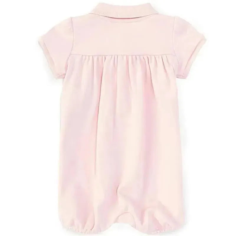 Polo Ralph Lauren Baby - Girl Short Sleeve Interlock Romper, Pink Image 2