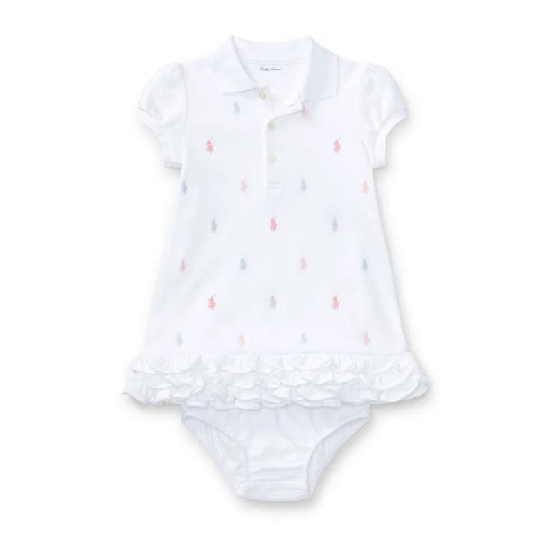 Polo Ralph Lauren Baby - Ruffled Polo Dress & Bloomer, White Image 1