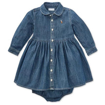 Polo Ralph Lauren Baby - Shirred Denim Shirtdress, Indigo Image 1