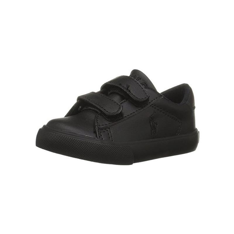 Polo Ralph Lauren Kids' Easton EZ Sneaker - Triple Black Tumbled Image 1