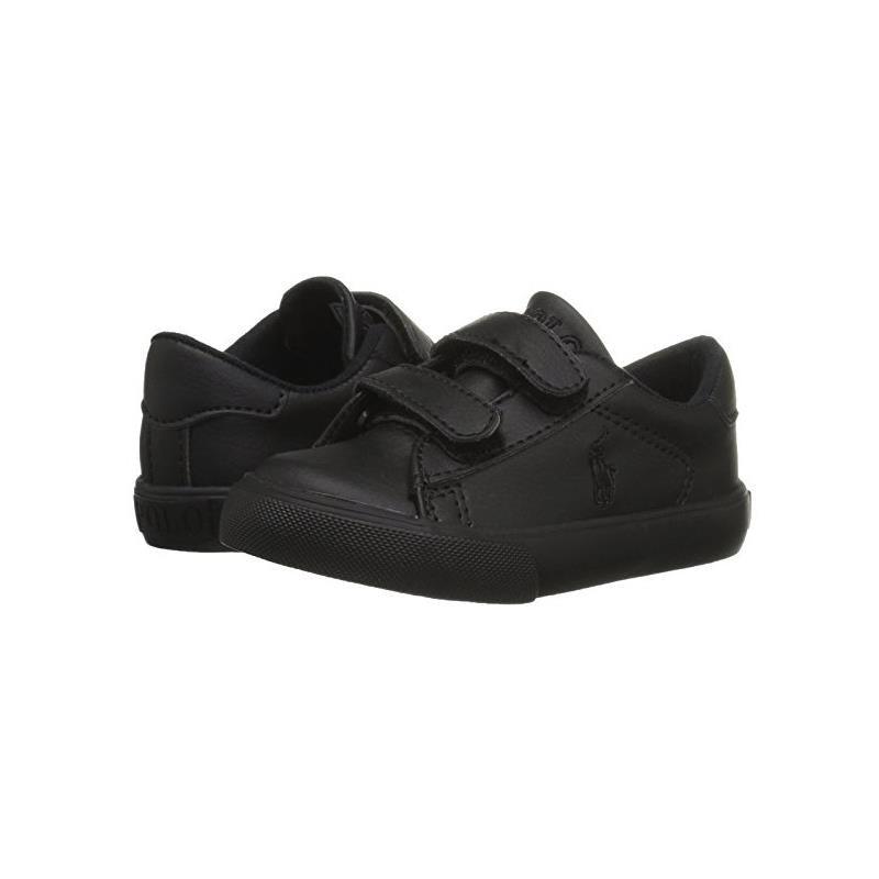 Polo Ralph Lauren Kids' Easton EZ Sneaker - Triple Black Tumbled Image 7