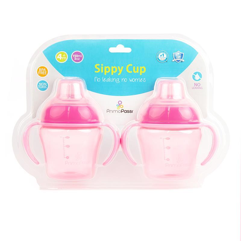Primo Passi 5 oz. 2-Pack Sippy Cups 4 months, Pink Image 2