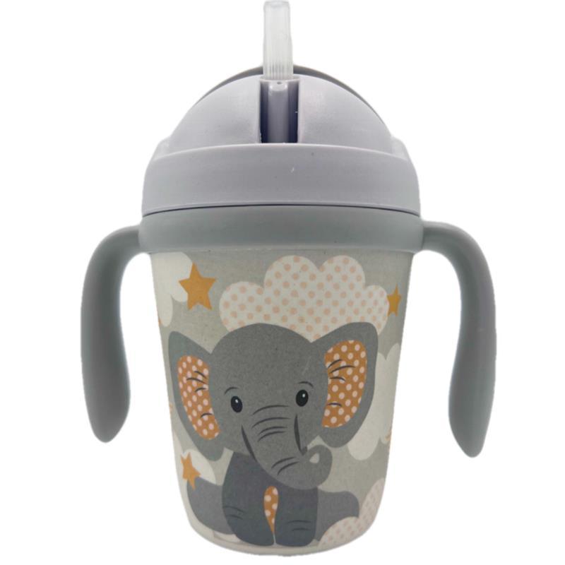 Primo Passi - Bamboo Fiber Kids Cup With Handle/Straw, Little Elephant Image 1