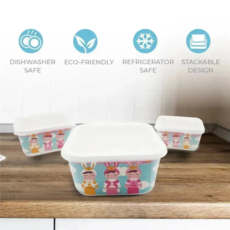 Primo Passi - 3Pk Bamboo Fiber Kids Food Containers Set, Metoo Image 2