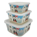 Primo Passi - 3Pk Bamboo Winter Friends Fiber Kids Food Containers, Penguin/Polar Image 1