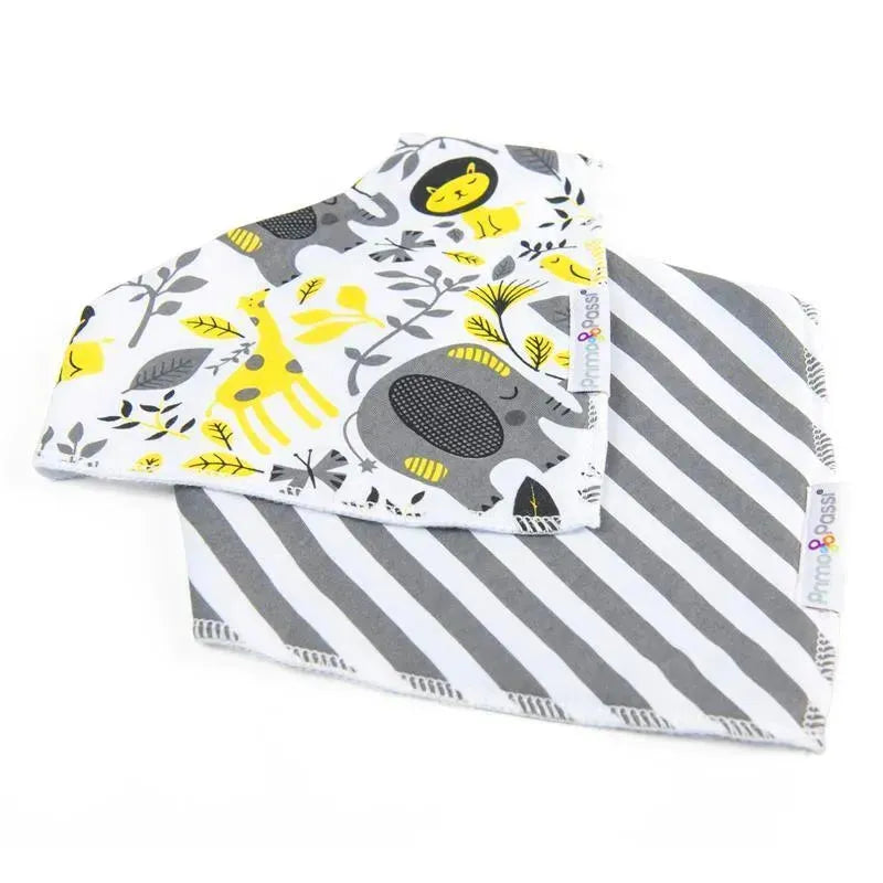 Primo Passi - 2Pk Bib Elephant & Gray Stripes Bandana Bib Image 2