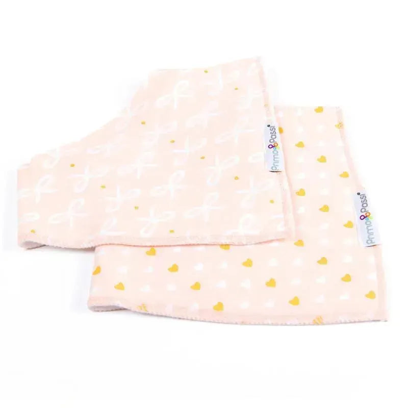 Primo Passi - 2Pk Gold Hearts/White Bows Bandana Bib Image 3