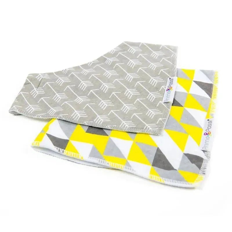 Primo Passi - 2Pk White Arrow/Yellow Triangle Bandana Bib Image 4