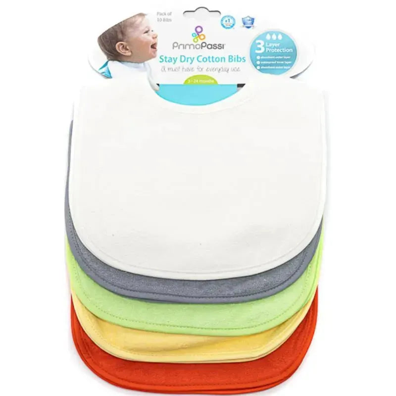 Primo Passi - 10Pk Stay Dry Cotton Baby Neutral Bib Image 1