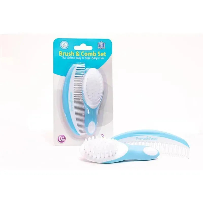 Primo Passi - Super Soft Blue Baby Comb & Brush Set Image 3