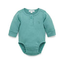 Pure Baby - Baby Boy Rib Long Sleeve Henley Bodysuit, Moss Green Image 1