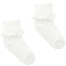 Pure Baby - Baby Girl White Lace Sock Image 1