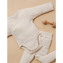 Pure Baby - Baby Neutral Pointelle Footed Leggings, Wheat Melange Image 3