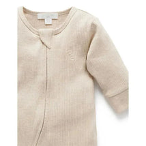 Pure Baby - Baby Neutral Rib Zip Growsuit, Biscuit Melange Image 2