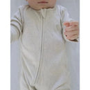 Pure Baby - Baby Neutral Rib Zip Growsuit, Wheat Melange Image 2