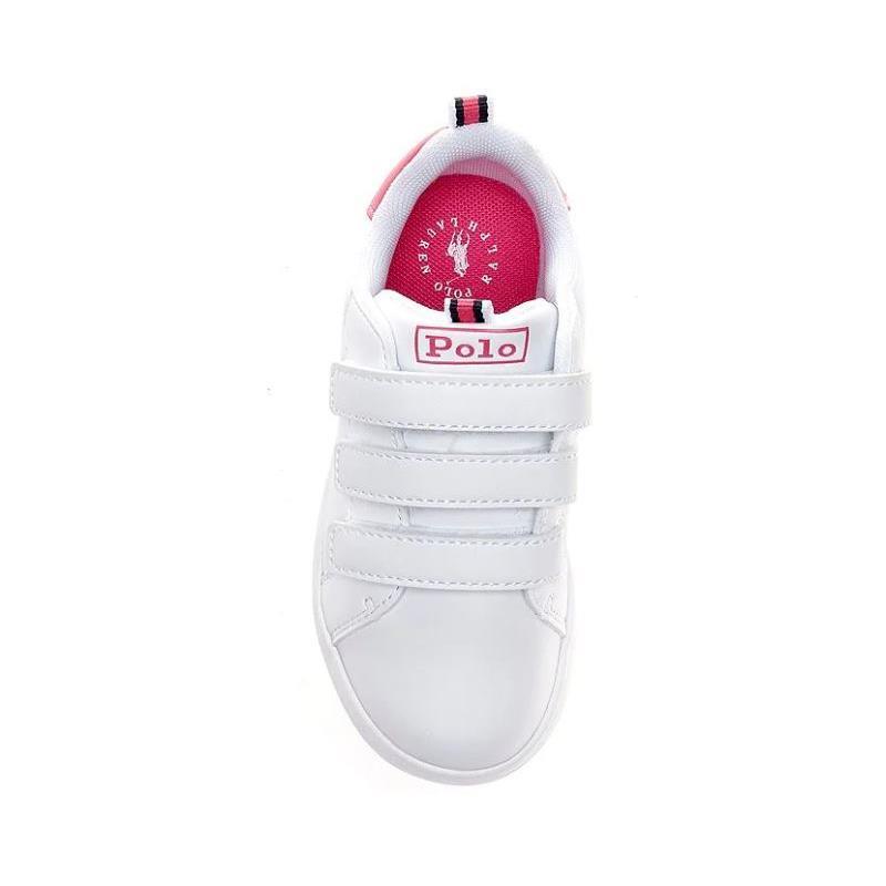 Ralph Lauren Baby - Girl Heritage Court Bear Sneakers, White Image 4
