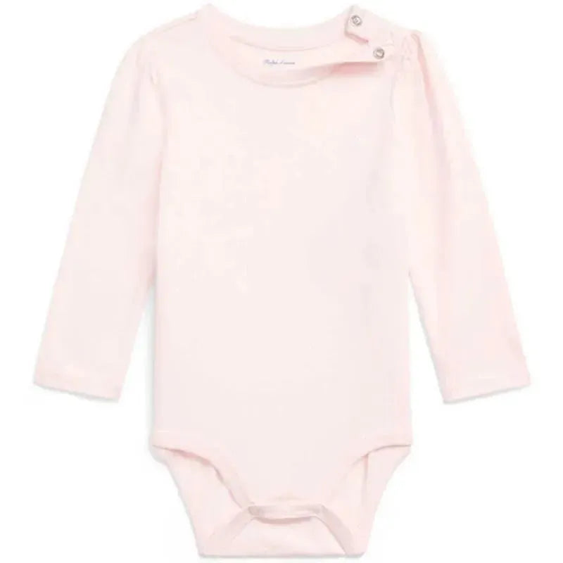 Ralph Lauren Baby - Girl Long-Sleeve Crewneck Bodysuit, Delicate Pink Image 1
