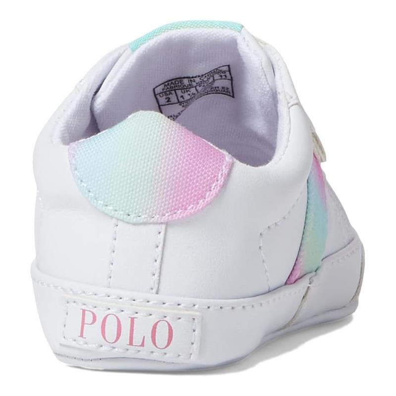 Ralph Lauren Baby - Girl Sayer EZ Rainbow Detail Sneaker Crib Shoes, White Image 5