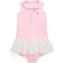 Ralph Lauren - Baby Girl Sleeveless Oxford Mesh Polo Dress With Embroidered Hem, Carmel Pink Image 1