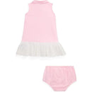 Ralph Lauren - Baby Girl Sleeveless Oxford Mesh Polo Dress With Embroidered Hem, Carmel Pink Image 2