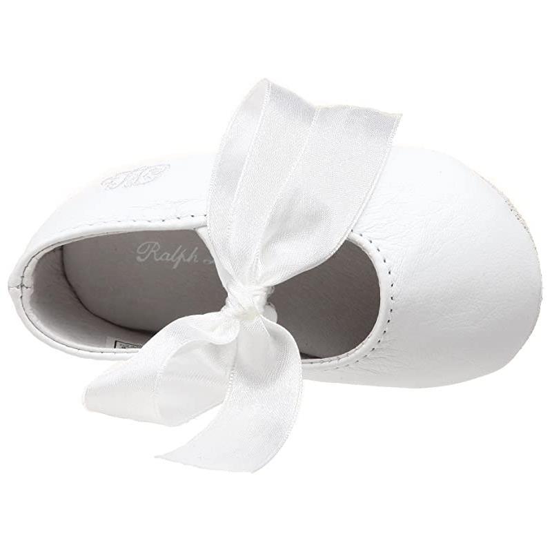 Ralph Lauren Baby - Girls Briley Leather Bow Detail Crib Shoes, White Image 4