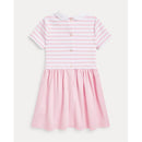 Ralph Lauren Baby - Short-Sleeve Ponte Roma Peter Pan Collar Striped Shirt Dress, Pink/White Image 4